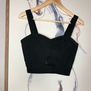 🌴BLACK KEYHOLE CROP TOP W/THICK STRAPS AND ZIPPER